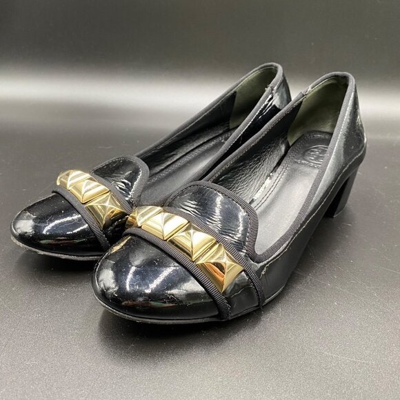 Tory Burch Asher Patent Studded Rockstud Pump Black Women's Size 6 - Picture 2 of 12
